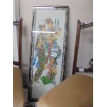 A framed and glazed study of Chinese dancers. COLLECT ONLY.