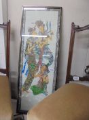 A framed and glazed study of Chinese dancers. COLLECT ONLY.