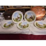 Five hand painted Mansard Limoges cabinet plates.