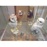 Four Royal Doulton Gleneagles owl decanters (some with contents).