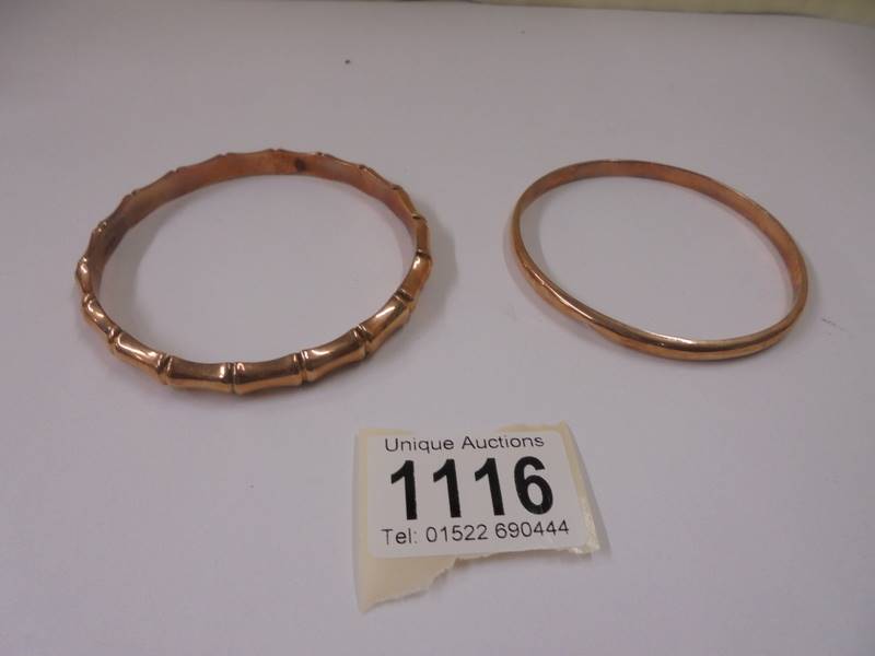 Two 9ct gold bangles, 16.24 grams.