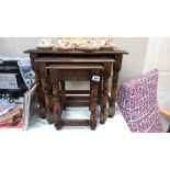 A set of 3 dark oak nest of tables COLLECT ONLY.