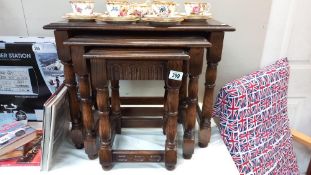 A set of 3 dark oak nest of tables COLLECT ONLY.