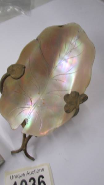 A 19th century mother of pearl card case and an art deco mother of pearl caviar dish. - Image 3 of 3