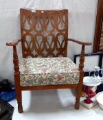 A 1930's armchair with arts & crafts style back COLLECT ONLY
