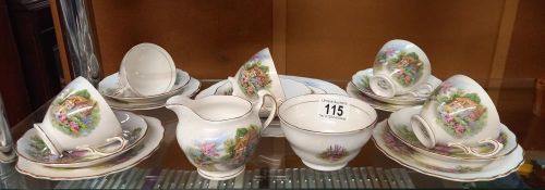 A Royal Vale porcelain thatched cottage pattern 18 piece tea set