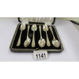 A cased set of six silver teaspoons 3.25 ounces