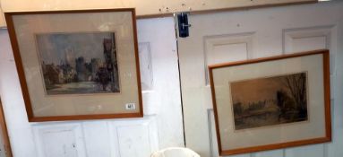 2 framed & glazed watercolours, Canterbury the West Gate, signed but indistinct & Framlington