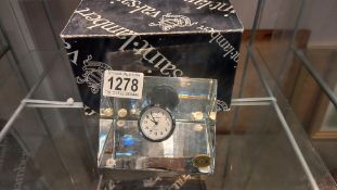 A Val Saint Lambert glass clock.