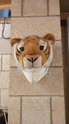 A Bijenkorf tigers head wall mounted soft toy