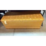 A gold fabric covered ottoman/blanket box COLLECT ONLY