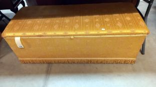 A gold fabric covered ottoman/blanket box COLLECT ONLY