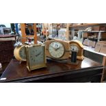 A vintage Metamec mantle clock and 3 other clocks