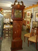 A circa 1870's Grandfather clock with brass dial, in working order, COLLECT ONLY.