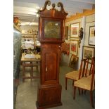 A circa 1870's Grandfather clock with brass dial, in working order, COLLECT ONLY.