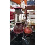 A vintage Veritas pressure lantern & a finger oil lamp