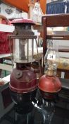 A vintage Veritas pressure lantern & a finger oil lamp