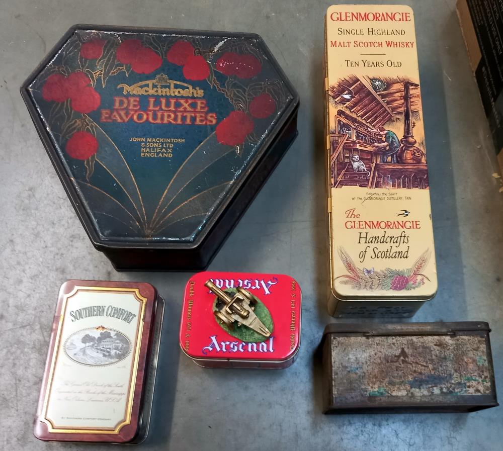 A large box of old tins including Mackintosh, state express cigarettes etc - Image 5 of 6