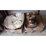 A pair of meat plates & other pottery including Vienna vases & planter etc. (2 boxes) COLLECT ONLY