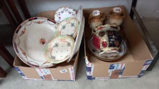 A pair of meat plates & other pottery including Vienna vases & planter etc. (2 boxes) COLLECT ONLY