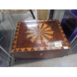 A Victorian mahogany inlaid box, 32 x 26 x 13.5 cm. A/F