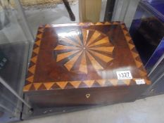 A Victorian mahogany inlaid box, 32 x 26 x 13.5 cm. A/F