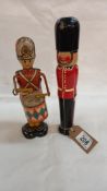 Vintage tinplate clockwork Marx toys George the drummer boy and painted wood Grenadier guard