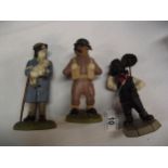 3 Robert Harrop doggie people, dog figures, soldier, chimney sweep and shepherd