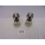 Two novelty Bonzo dog glass inkwells (both have chips and cracks).