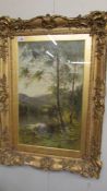 A gilt framed oil on canvas painting by Ernest Parton R I entitled 'The Church Pool, Bettwsy Y Coed'
