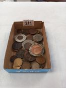 A quantity of old mainly UK coins including Churchill Crown