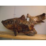 A large wooden Koi Carp, length at longest 67cm, height at highest point 30cm - COLLECT ONLY