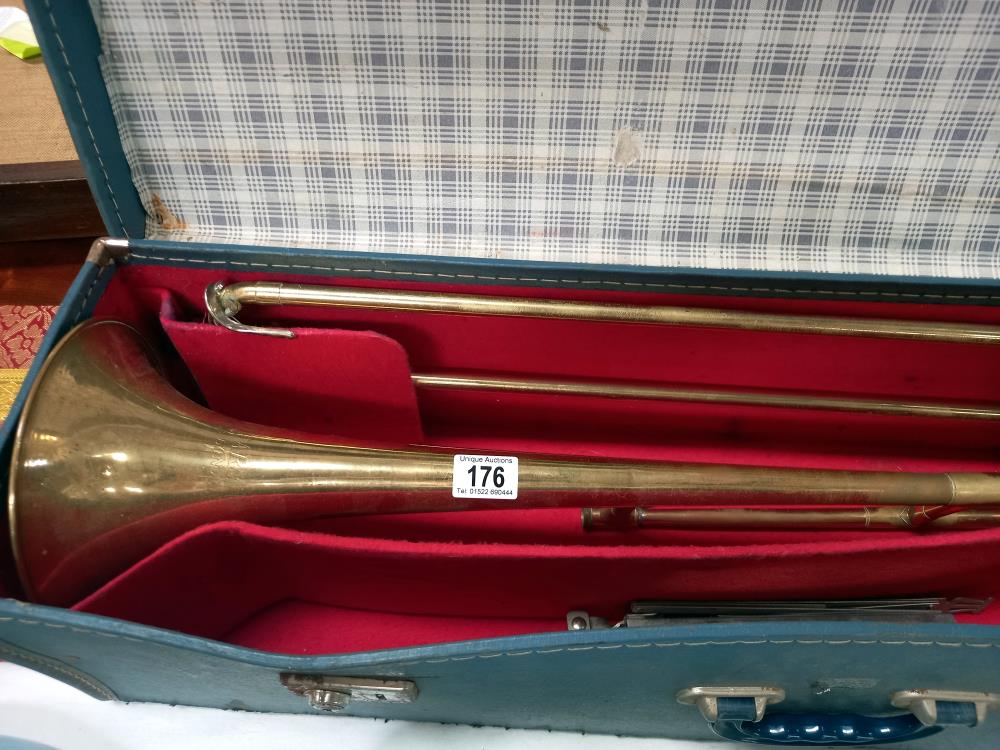 A cased trombone by Dearman D.A. London a/f, needs attention COLLECT ONLY - Image 2 of 5