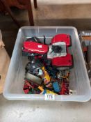 A box of play worn diecast including Dinky Corgi Matchbox etc