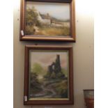 A framed oil on canvas by Les Parsons and a framed oil on canvas by Owens