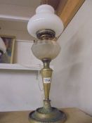 An old oil lamp with glass font. COLLECT ONLY.