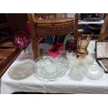 A quantity of glass dishes & vases etc. COLLECT ONLY