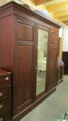 A Victorian mahogany wardrobe with central mirror, COLLECT ONLY.