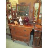 An Edwardian triple mirror back satin walnut dressing table COLLECT ONLY