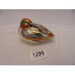 A Royal Crown Derby duck paperweight with stopper.