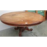 A Victorian mahogany oval tip top table, COLLECT ONLY.