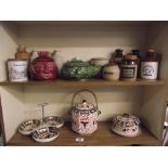 A vintage biscuit barrel, lidded dish & hors d'oeuvre dish