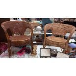 A pair of bamboo framed Bergere conservatory armchairs COLLECT ONLY