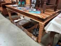 A heavy carved Indian teak tea table, COLLECT ONLY