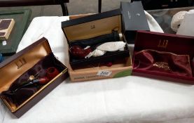 2 Dunhill pipes in boxes & an empty box