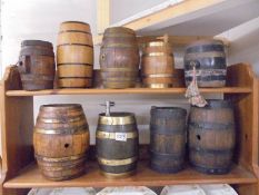 Nine assorted wooden barrels, COLLECT ONLY.