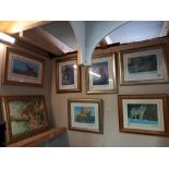 6 framed & glazed prints by Stephen Gayford, tiger, wolves, polar bear, leopard & a framed leopard