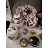 A quantity of pottery and porcelain including ginger jar, Limoge, Spode etc