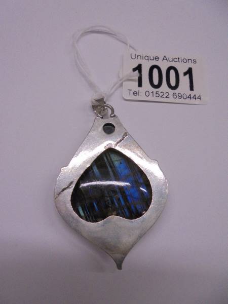 A large silver and quartz art nouveau style pendant. - Image 3 of 3