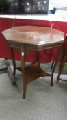 An octagonal inlaid occasional table, COLLECT ONLY.